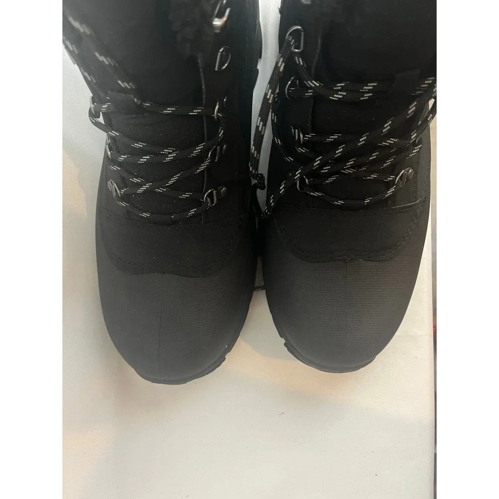 All in Motion Mens Sprout Snow Boots Black Faux Fur Lined Winter Lug Sole 13